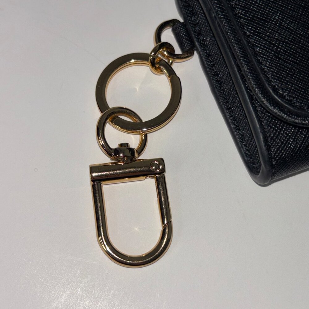 Tory Burch Emerson Flap Card Case Key Ring Coin Pouch Wallet Black . Saffiano l - Picture 3 of 6